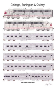 Póster de Chicago Burlington & Quincy Zephyr 11""x17"" firmado por Andy Fletcher - Imagen 1 de 1