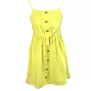 Girls Matalan Yellow Summer Dress Knee Length Button Down Tie Front AGE 4-12 YRS - Picture 1 of 2