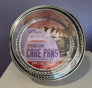 EZ Baker Easy Release Set of 3 New Springform Cake Pans 8.5" / 9.5" / 10" - Picture 1 of 9