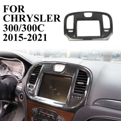 Fibra de carbono estilo control central navegación pantalla embellecedor para Chrysler 300 2015+ Foto 1 de 4