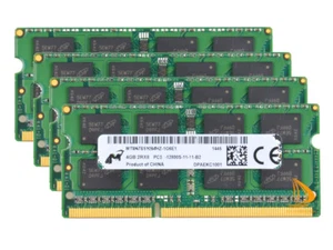 Micron DDR3 RAM 16 GB 4x 4 GB 1600MHz PC3-12800S SO-DIMM 204PIN Laptop Memory - Picture 1 of 10