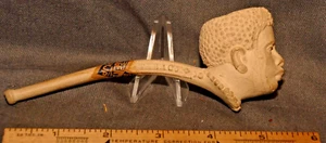 Neat ANTIQUE DUTCH CLAY PIPE FEATURING AFRICAN HEAD AS A BOWL Orig tags still on - Picture 1 of 3