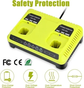 Dual Port Charger For RYOBI P108 18V 18 Volt One Plus High Capacity Lithium-ion - Picture 1 of 6