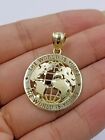 Without Stone Globe Map 'The World Is Yours' Pendant 14K Yellow Gold Plated