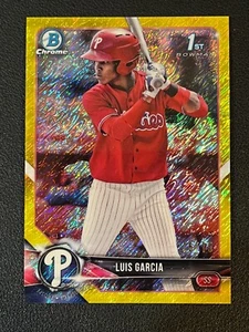 Luis Garcia 2018 Bowman Propsect 1st Chrome Yellow Canary Shimmer 75/75 Phillies - Picture 1 of 2