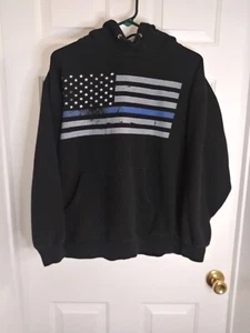 Ranger Up Apparel Black Hooded Sweatshirt Sz MediumFlag On Front - Picture 1 of 12