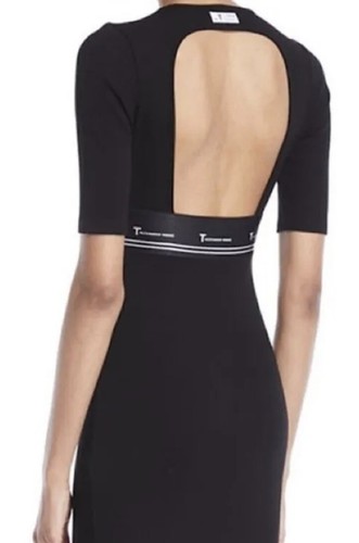 Abito nuovo con etichette Alexander Wang t nero piccolo ritaglio a costine