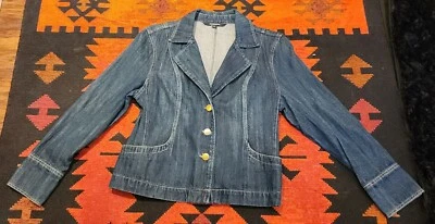 Blazer vaquero para mujer Chadwicks con botones dorados 100 % algodón manga larga. Talla 16P Foto 1 de 4