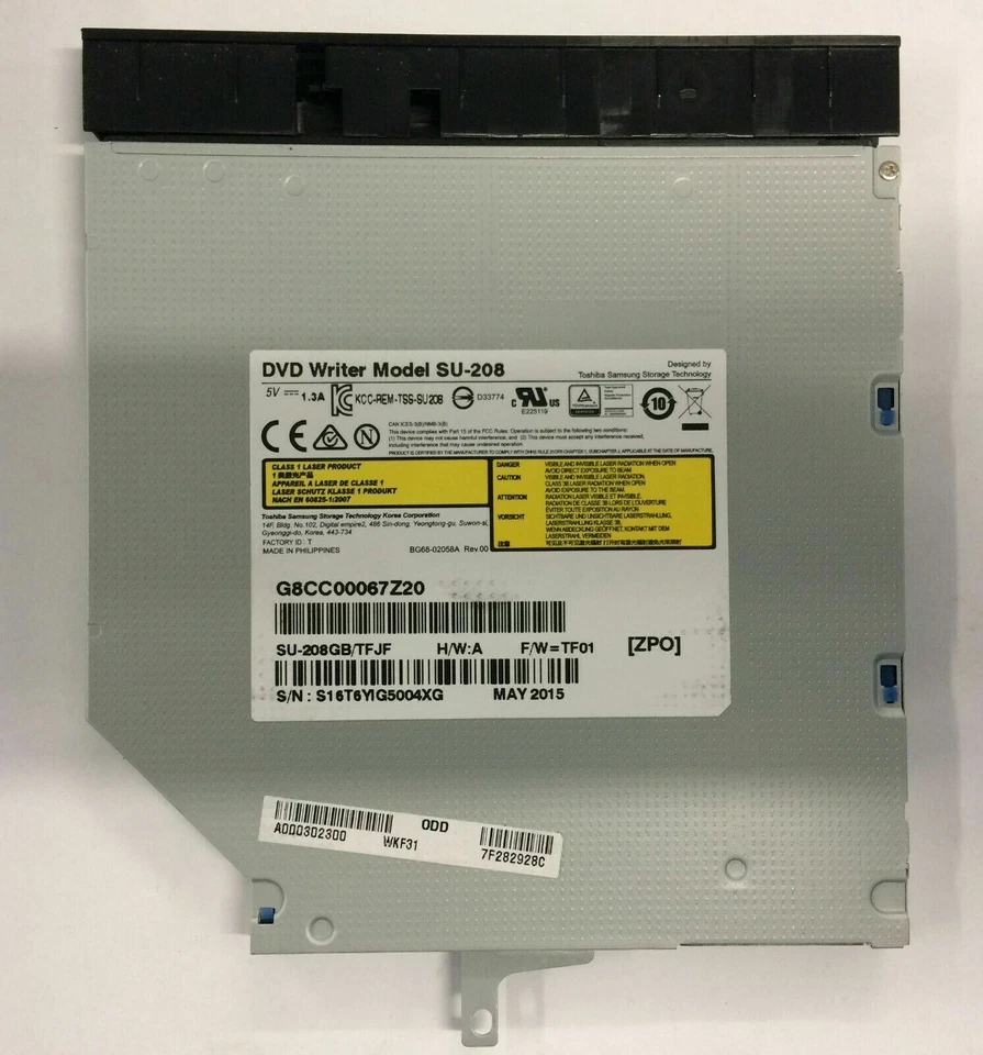 Unidad óptica Toshiba Samsung SU-208 CD DVD±RW SATA A000302300 satélite L50 P70 Foto 1 de 4
