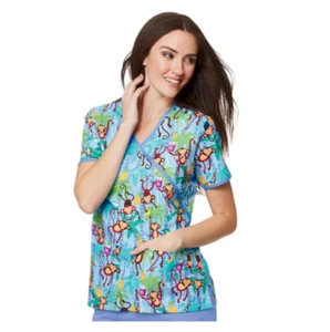{XL} Medical Uniform Scrub Top Mad About Mouths Floss is Boss Mock Wrap DENTAL - Picture 1 of 2