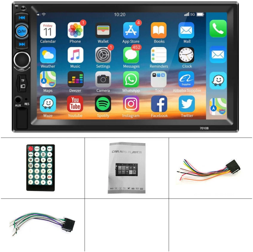 CAR MP5 PLAYER 7" DUAL 7010B 2DIN BLUETOOTH TOUCH SCREEN STEREO FM RADIO - Image 1 of 1