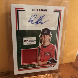 2022 USA stars & stripes Riley Brown auto game used jersey! /379! rare - Picture 1 of 2