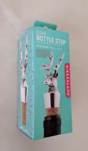 Deer Silver Plated Bottle Stop - Air-tight Seal Keeps Wine Fresh Kikkerland-NEW  - Picture 1 of 2