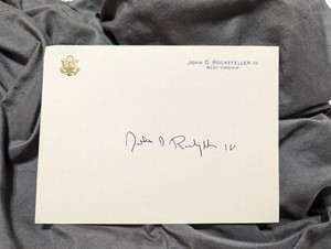 John D. Rockefeller IV Autograph Signed Gold Embossed Card 