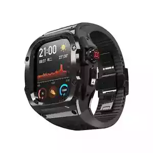 Per Apple Watch Ultra 2/Ultra Cassa Lunetta Acciaio Inox Cinturino Silicone 49mm - Foto 1 di 19