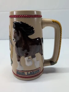 Anheuser Busch Vintage 1980’s Stein Mug Bud Light Clydesdale Horse Ceramarte - Picture 1 of 6