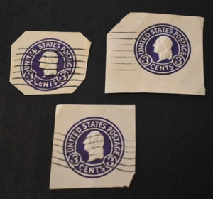 3 - 1932 US Stamps Scott #U436 3 Cent Washington Embossed Cover Cuts - Picture 1 of 2