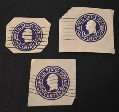 3 - 1932 US Stamps Scott #U436 3 Cent Washington Embossed Cover Cuts - Image 1 of 2