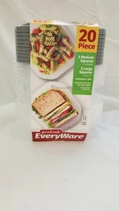 Goodcook EveryWare 20 Pc 5 Medium Squares & 5 Lg Squares Containers & Lids #1775 - Picture 1 of 3