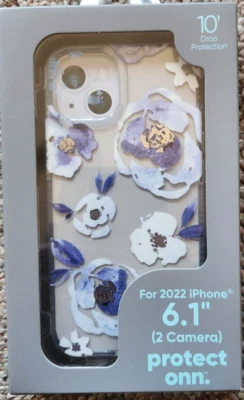 Cámara Protect Onn para iPhone 6.1"-2 2022. Con flores, 10' protección contra caídas, NUEVO Foto 1 de 4