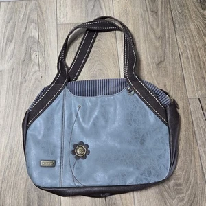 Chala Tote Large Purse Handbag Flower Nice NWOT Stone Gray Brown Pockets - Picture 1 of 12