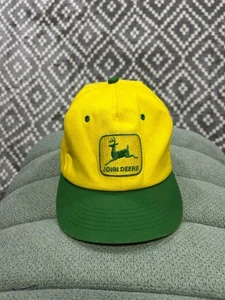 Vintage K Products John Deere Snap Back Hat Cap Yellow Green Made In USA - Picture 1 of 11