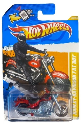 Hot Wheels 2012 New Models Harley Davidson Fat Boy Long Card 30/247 #30/50 - Image 1 of 4
