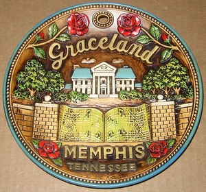 Rare Vintage Elvis Presley Graceland Memphis TN 3D Souvenir Ceramic Plate Japan - Bild 1 von 6
