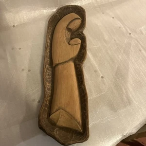 Vintage 16” Hand Carved Wood Madonna And Child Jesus  Wall Figurine - Picture 1 of 7