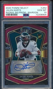 Panini Select Jalen Hurts 2020/60 granate firmas de novato Prizm #JHU PSA 10 - Imagen 1 de 3