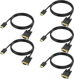 5-Pack, 6ft HDMI to VGA Cable  1080P HD Video, Compatible with Computer, Laptop. - Picture 1 of 2