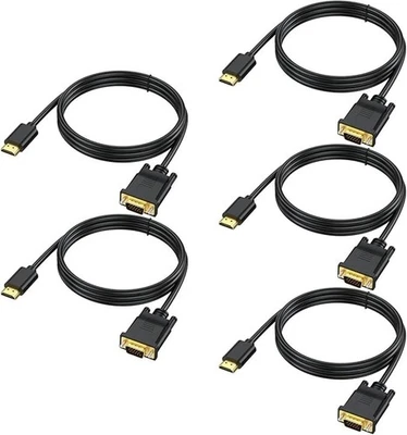5-Pack, 6ft HDMI to VGA Cable  1080P HD Video, Compatible with Computer, Laptop. - Image 1 of 2