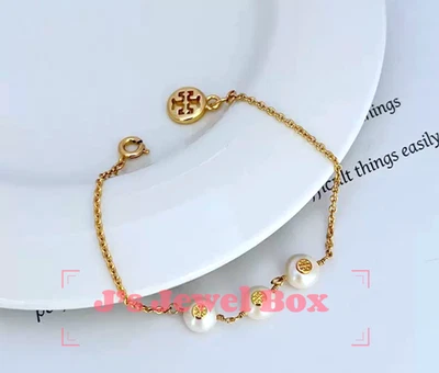 Must See! Tory, natural pearls Bracelet Chain -Gold Tone - Image 1 of 4