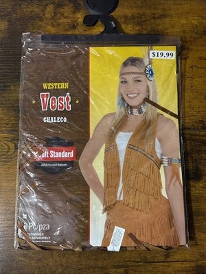 WOMEN'S NATIVE AMERICAN INDIAN WESTERN COWGIRL VEST COSTUME ACCESSORY ADULT - Image 1 of 3