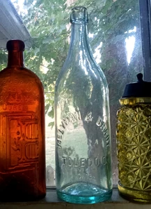 McLYMAN & BRADY TOLEDO A&DHC 1870s APPLIED BLOB TOP BEER BOTTLE - Picture 1 of 9