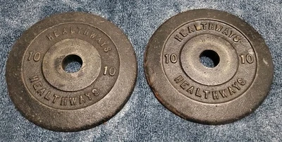 Лот из 2 пластин HEALTHWAYS штанга вес тарелки чугун 10 фунтов (всего 20 фунтов) - Изображение 1 из 3
