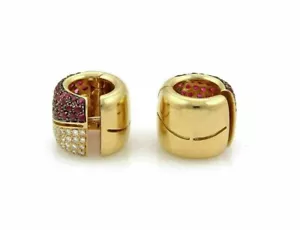 1Ct Simulated Ruby & Cubic zirconia Hoop Earrings 14k Yellow Gold Plated - Picture 1 of 4