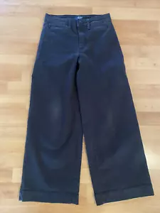 Jeans donna OAT New York vita alta gamba larga crop 24 nero denim elasticizzato - Foto 1 di 8
