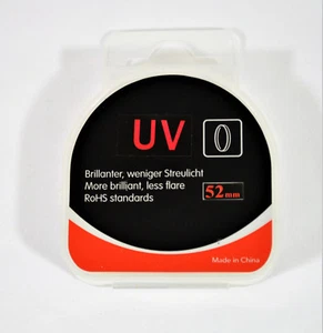GENERIC 52MM UV CAMERA FILTER FOR DIGITAL OR FILM CAMERAS, MADE IN CHINA NEW - Picture 1 of 3