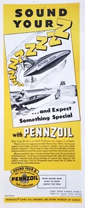 PRINT AD Pennzoil Sound Your Z 1945 5x13 Pennsylvania Flying Fish Motorboat - Picture 1 of 1