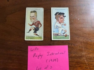 (1929) Wills RUGBY INTERNATIONAL tobacco cards LOT of 2 - Picture 1 of 2