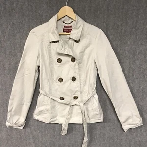 Merona Jacket Womens Small Beige Long Sleeve Button Ladies Casual Belted - Picture 1 of 10