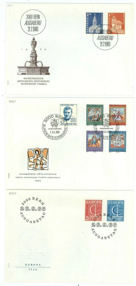 Switzerland J37 3 FDC 1966 Europa CEPT Architecture Pro Patria - Image 1 of 1