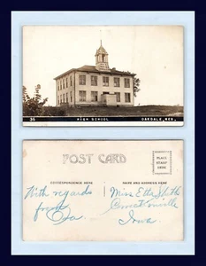 NEBRASKA OAKDALE HIGH SCHOOL REAL PHOTO TO ETTA STUBB, CORRECTIONVILLE IOWA - Picture 1 of 1