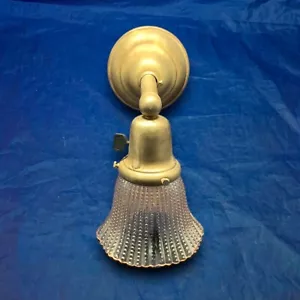 Single Raw Brass Early Electric Sconce With Amber Shade 117D - Picture 1 of 5