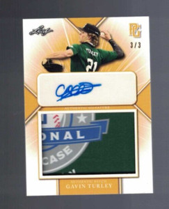 2021 LEAF PERFECT GAME PINK GAVIN TURLEY LOGO RC PATCH AUTO # 3/3