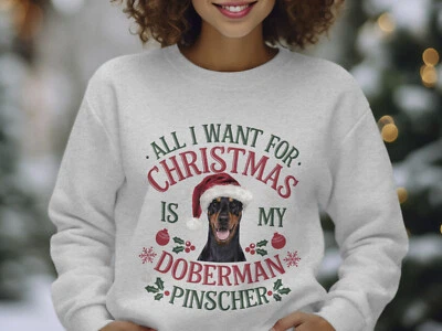 Sudadera Navidad Navidad Suéter Doberman Pinscher Perro Navidad Jumper Día Festivo Foto 1 de 4