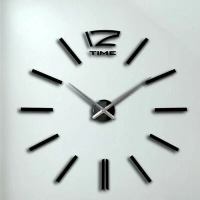DIY 3D Wall Clock Sticker Large Mute Acrylic Mirror Living Room Home Modern Arts - Image 1 of 4