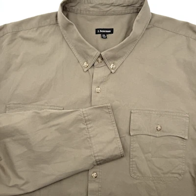 J. Peterman Men's Long Sleeve Cotton Button Down Brown XXL 2XL Utility Style - Image 1 of 4