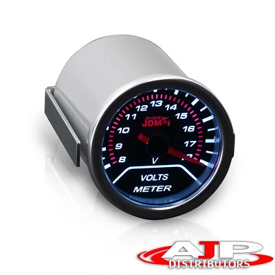 JDM 2" Volt Voltage Gauge Meter Analog LED Display Smoke Lens Tint Indicator Kit Foto 1 de 4